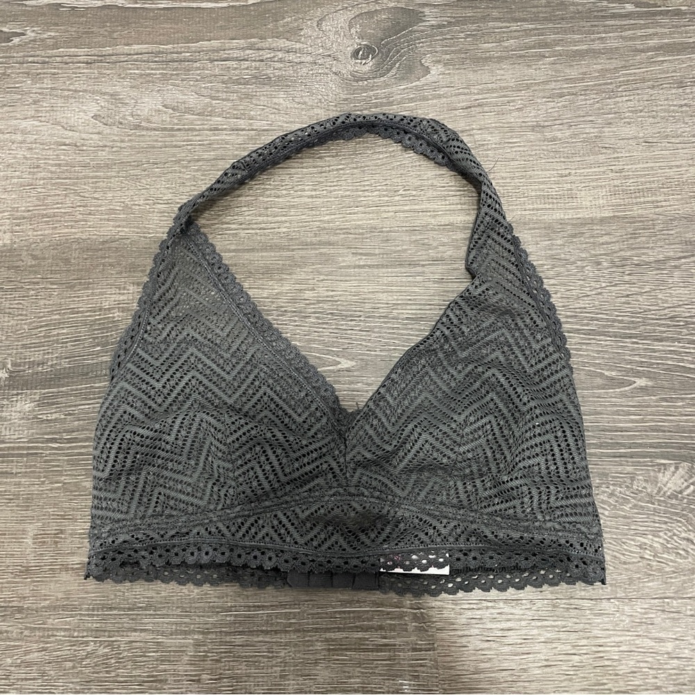 SO Grey Lace Halter Bralette
